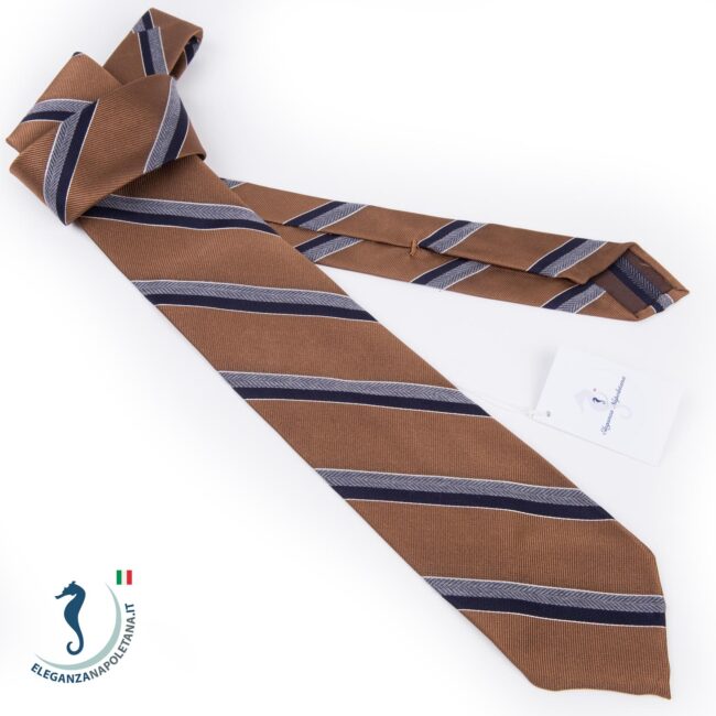 cravatta sartoriale regimental marrone