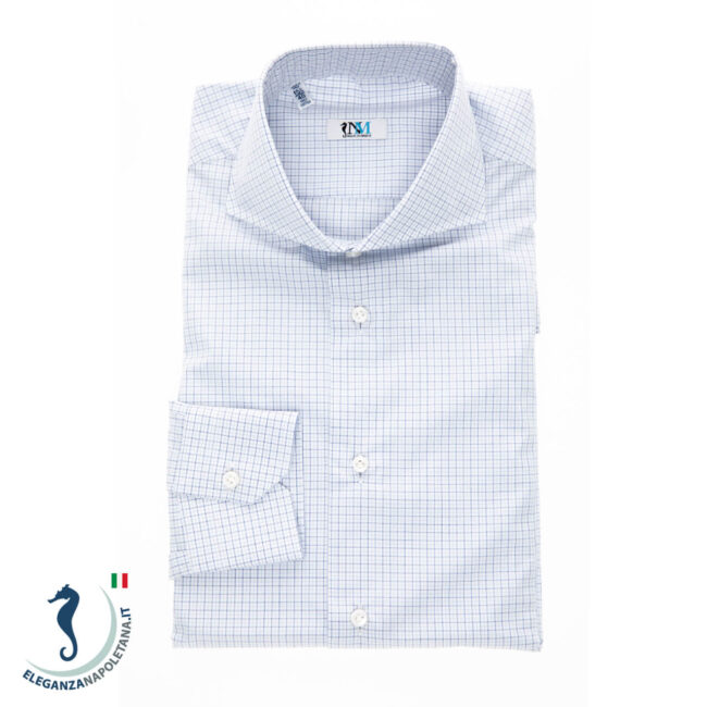 Camicia-Uomo-Sartoriale -Quadri- Cotone-Collo-Francese