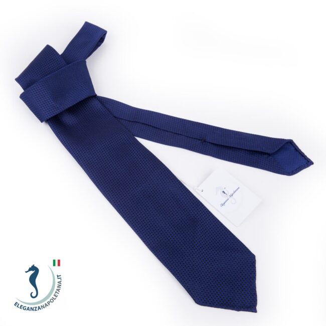 cravatta artigianale sfoderata cotone blu